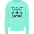 Three Fish Sizes Funny Fishing Fisherman Kids Sweatshirt Jumper Peppermint