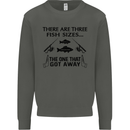 Three Fish Sizes Funny Fishing Fisherman Kids Sweatshirt Jumper Storm Grey