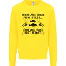 Three Fish Sizes Funny Fishing Fisherman Kids Sweatshirt Jumper Yellow