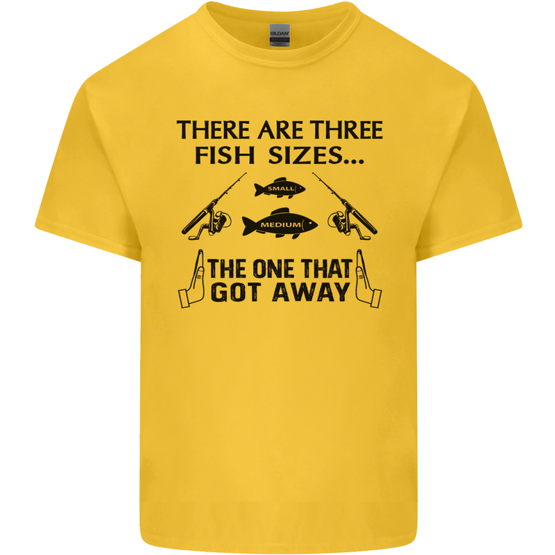 Three Fish Sizes Funny Fishing Fisherman Kids T-Shirt Childrens Yellow
