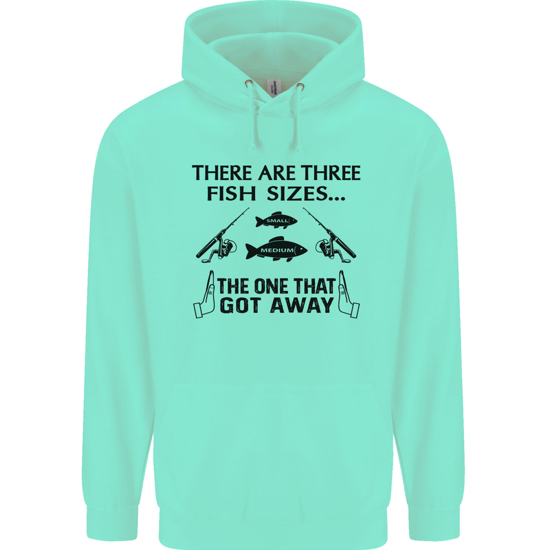 Three Fish Sizes Funny Fishing Fisherman Mens 80% Cotton Hoodie Peppermint