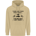 Three Fish Sizes Funny Fishing Fisherman Mens 80% Cotton Hoodie Sand