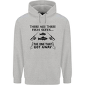 Three Fish Sizes Funny Fishing Fisherman Mens 80% Cotton Hoodie Sports Grey