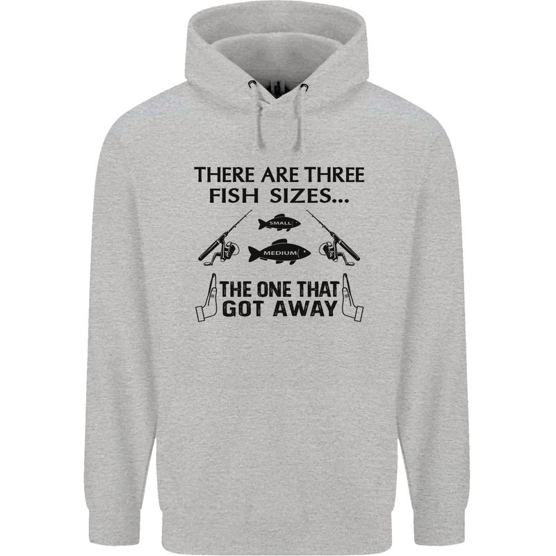 Three Fish Sizes Funny Fishing Fisherman Mens 80% Cotton Hoodie Sports Grey