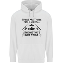 Three Fish Sizes Funny Fishing Fisherman Mens 80% Cotton Hoodie White