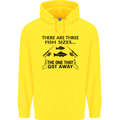 Three Fish Sizes Funny Fishing Fisherman Mens 80% Cotton Hoodie Yellow