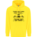 Three Fish Sizes Funny Fishing Fisherman Mens 80% Cotton Hoodie Yellow