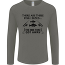 Three Fish Sizes Funny Fishing Fisherman Mens Long Sleeve T-Shirt Charcoal