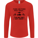 Three Fish Sizes Funny Fishing Fisherman Mens Long Sleeve T-Shirt Red