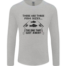 Three Fish Sizes Funny Fishing Fisherman Mens Long Sleeve T-Shirt Sports Grey