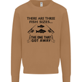 Three Fish Sizes Funny Fishing Fisherman Mens Sweatshirt Jumper Caramel Latte
