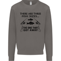 Three Fish Sizes Funny Fishing Fisherman Mens Sweatshirt Jumper Charcoal