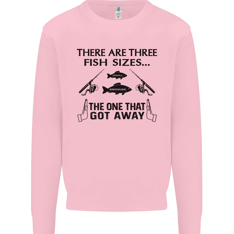 Three Fish Sizes Funny Fishing Fisherman Mens Sweatshirt Jumper Light Pink