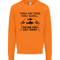 Three Fish Sizes Funny Fishing Fisherman Mens Sweatshirt Jumper Orange