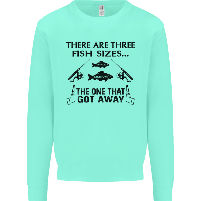 Three Fish Sizes Funny Fishing Fisherman Mens Sweatshirt Jumper Peppermint