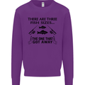 Three Fish Sizes Funny Fishing Fisherman Mens Sweatshirt Jumper Purple