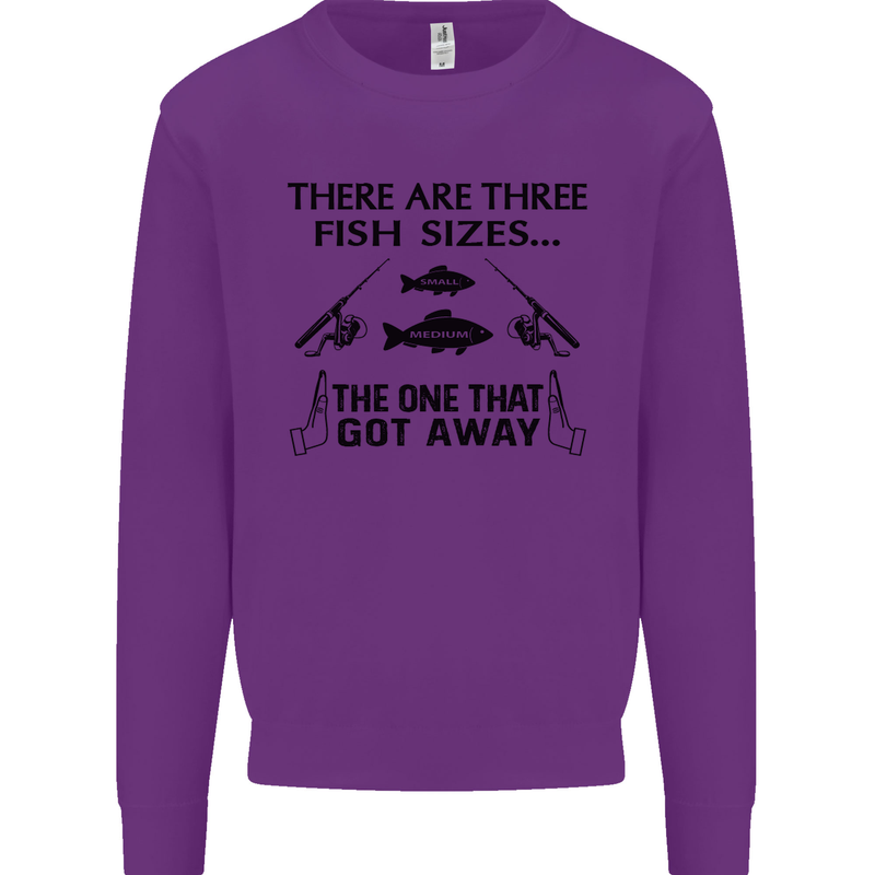 Three Fish Sizes Funny Fishing Fisherman Mens Sweatshirt Jumper Purple