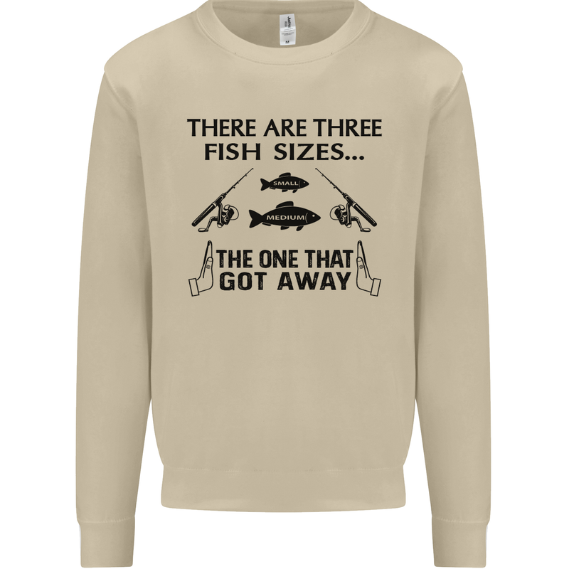 Three Fish Sizes Funny Fishing Fisherman Mens Sweatshirt Jumper Sand