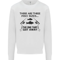 Three Fish Sizes Funny Fishing Fisherman Mens Sweatshirt Jumper White