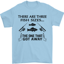 Three Fish Sizes Funny Fishing Fisherman Mens T-Shirt Cotton Gildan Light Blue