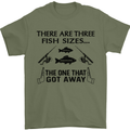 Three Fish Sizes Funny Fishing Fisherman Mens T-Shirt Cotton Gildan Military Green