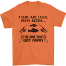 Three Fish Sizes Funny Fishing Fisherman Mens T-Shirt Cotton Gildan Orange