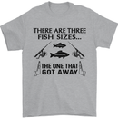 Three Fish Sizes Funny Fishing Fisherman Mens T-Shirt Cotton Gildan Sports Grey