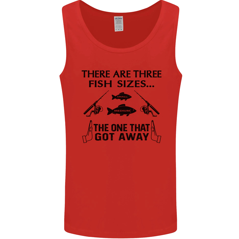 Three Fish Sizes Funny Fishing Fisherman Mens Vest Tank Top Red