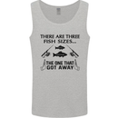 Three Fish Sizes Funny Fishing Fisherman Mens Vest Tank Top Sports Grey
