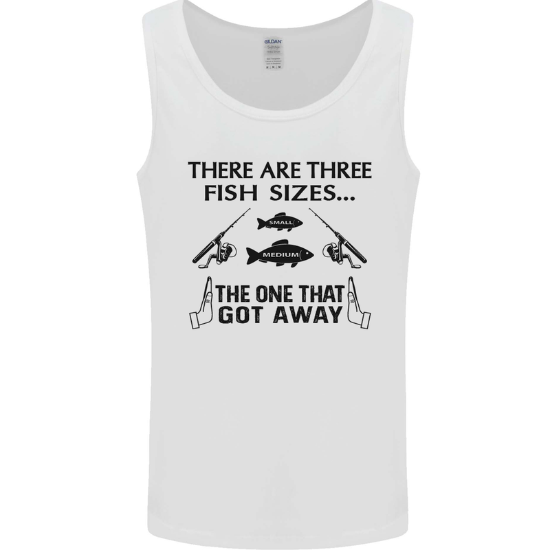 Three Fish Sizes Funny Fishing Fisherman Mens Vest Tank Top White
