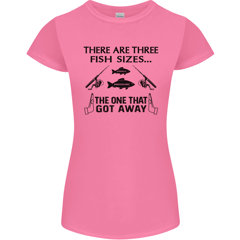 Three Fish Sizes Funny Fishing Fisherman Womens Petite Cut T-Shirt Azalea