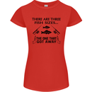 Three Fish Sizes Funny Fishing Fisherman Womens Petite Cut T-Shirt Red