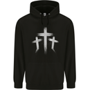 Three Gothic Crosses Grunge Childrens Kids Hoodie Black