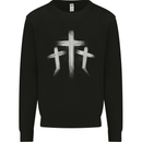 Three Gothic Crosses Grunge Kids Sweatshirt Jumper Black