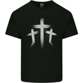 Three Gothic Crosses Grunge Kids T-Shirt Childrens Black