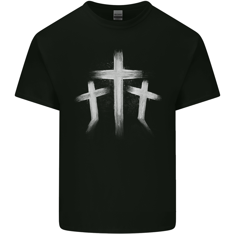 Three Gothic Crosses Grunge Kids T-Shirt Childrens Black