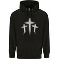 Three Gothic Crosses Grunge Mens 80% Cotton Hoodie Black