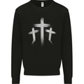 Three Gothic Crosses Grunge Mens Sweatshirt Jumper Black