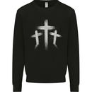 Three Gothic Crosses Grunge Mens Sweatshirt Jumper Black