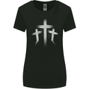 Three Gothic Crosses Grunge Womens Wider Cut T-Shirt Black
