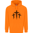 Three Grunge Crosses Gothic Childrens Kids Hoodie Orange