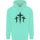Three Grunge Crosses Gothic Childrens Kids Hoodie Peppermint