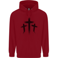 Three Grunge Crosses Gothic Childrens Kids Hoodie Red