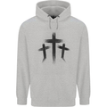 Three Grunge Crosses Gothic Childrens Kids Hoodie Sports Grey