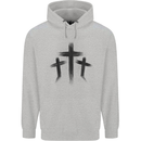 Three Grunge Crosses Gothic Childrens Kids Hoodie Sports Grey