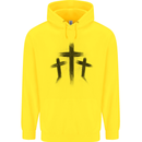 Three Grunge Crosses Gothic Childrens Kids Hoodie Yellow