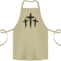 Three Grunge Crosses Gothic Cotton Apron 100% Organic Khaki