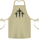 Three Grunge Crosses Gothic Cotton Apron 100% Organic Khaki