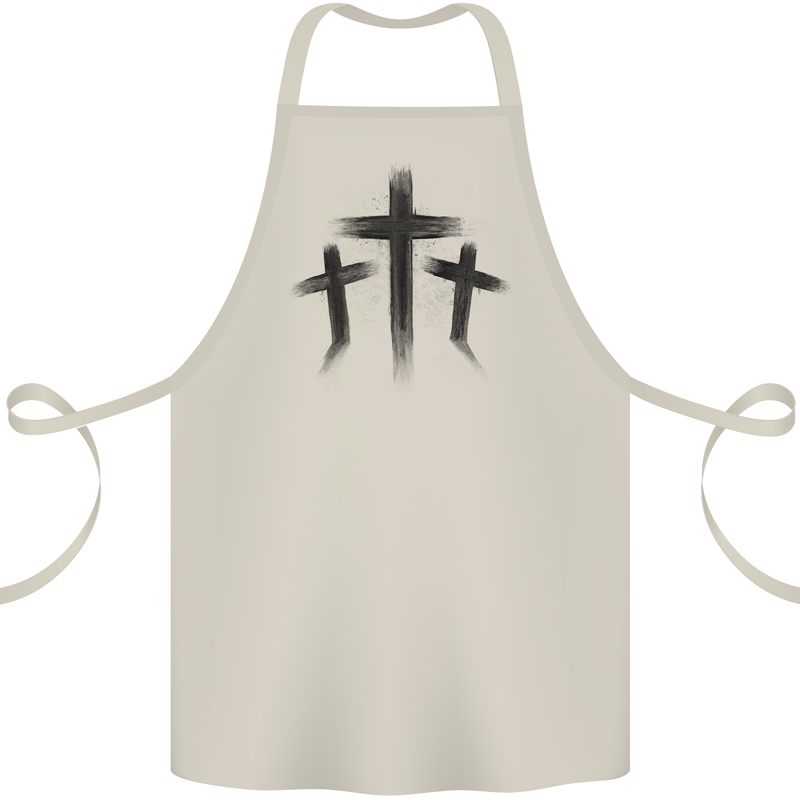 Three Grunge Crosses Gothic Cotton Apron 100% Organic Natural