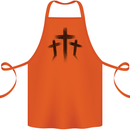 Three Grunge Crosses Gothic Cotton Apron 100% Organic Orange